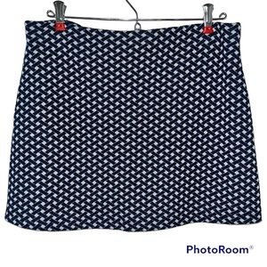 NWT ZARA Navy Blue & White Lattice Pattern Knit Mini Skirt Medium - Large